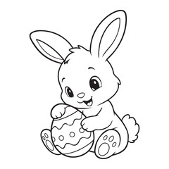 Fototapeta premium Easter Bunny with Eggs black lineart Illustration vector Cute Easter Bunny with Eggs 
