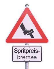 3d Illustation - Verkehrsschild - Achtung - Spritpreisbremse - Spritpreise