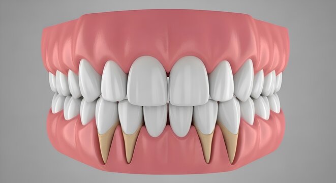 Vampire Fangs and Human Teeth, Halloween Dental Concept