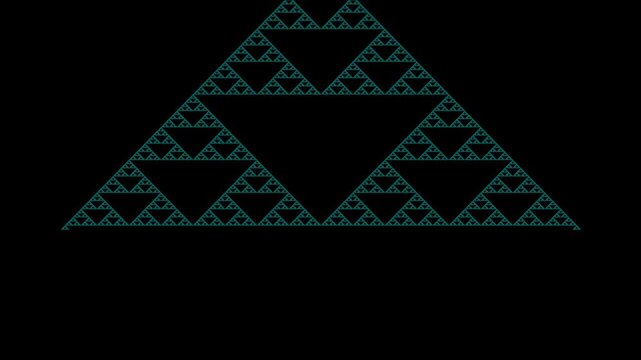 Intricate Sierpinski Triangle Fractal Geometry on Black Background