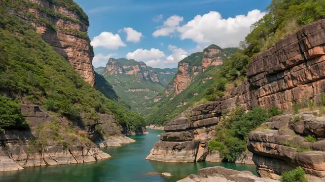 Danxia landform river natural scenery