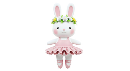 Fototapeta premium Cute ballerina bunny with flower crown and pink tutu