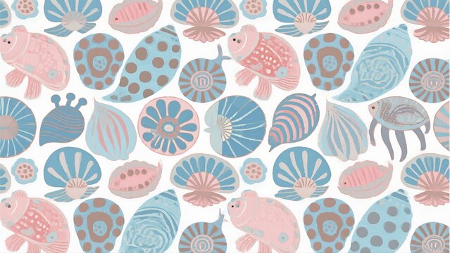 Seashell and fish pattern design