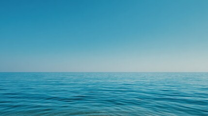 Fototapeta premium Tranquil Ocean Horizon Under a Clear Sky with Calm Water and Minimalist Aesthetic
