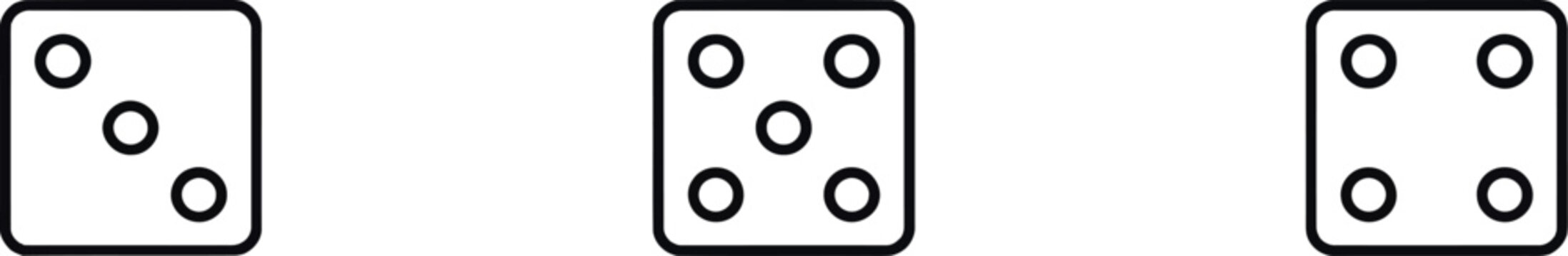 Vector graphic illustration of three yellow dice icons in a row