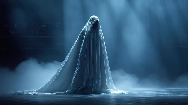 An evocative image of a shrouded figure, creating a sense of mystery and contemplation. Suitable for representing transformation, uncertainty, or intr