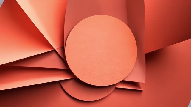 Abstract geometric shapes in warm coral tones on pastel background