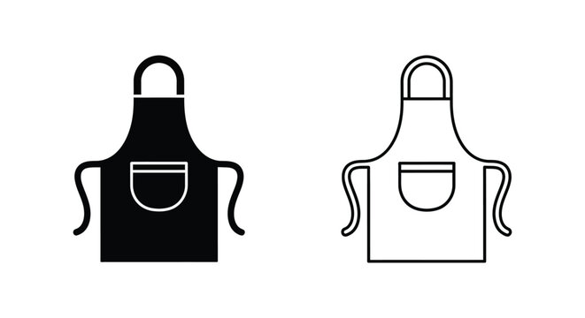 Black and white apron icons for cooking and kitchen Vector