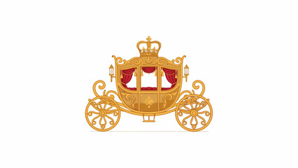 Obraz premium Golden Royal Carriage with Imperial Crown on White Background