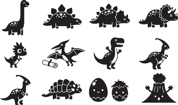 Black silhouettes of various animals and insects including bird bat cat spider butterfly and ladybug
