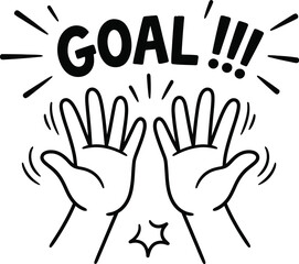 Fototapeta premium Vector illustration of hands celebrating a goal with excitement and motion lines