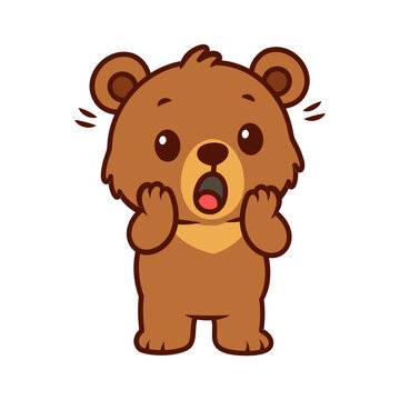 Cute Bear Shocked Cartoon Illustration