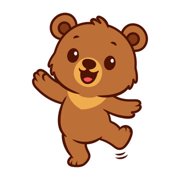 Cute Happy Bear Cartoon Illustration