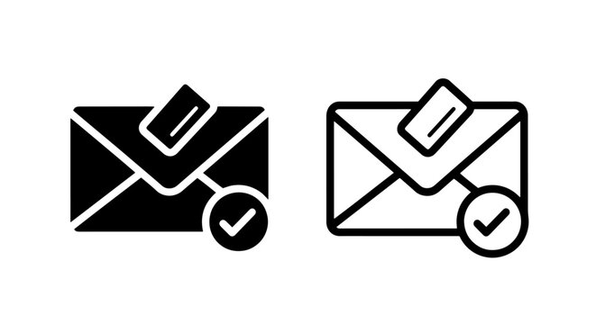 Email success icon, confirmation message, sealed envelope with checkmark