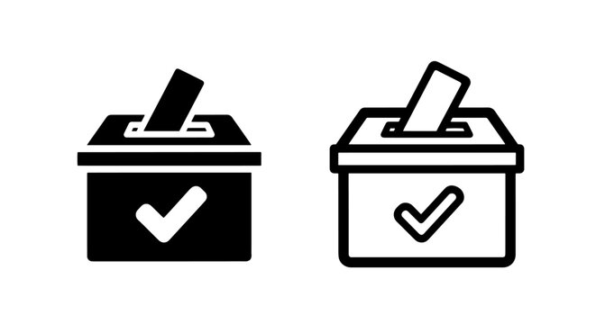 Ballot box with checkmark icon, voting symbol, election graphic