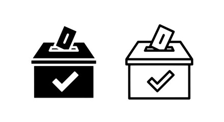 Voting ballot box with check mark icon - government election symbol with black and white © MdDelowar