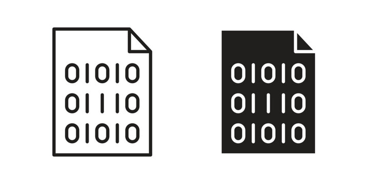 Binary code icons. Vector graphic. Editable vector stroke. EPS 10.