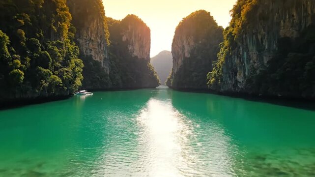 Breathtaking Twin Lagoon with Limestone Cliffs and Turquoise Water