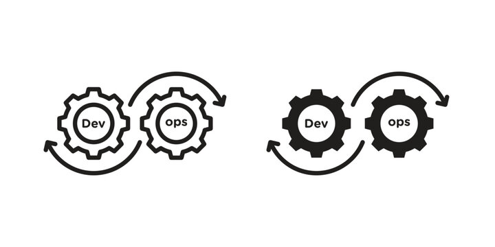 Dev ops icons. Vector graphic. Editable vector stroke. EPS 10.
