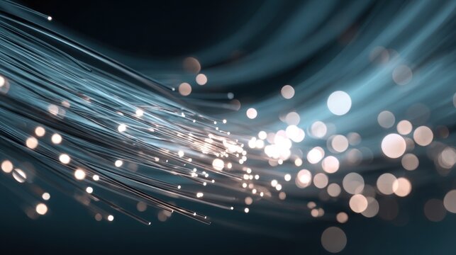 Fiber optic cables with bokeh lights