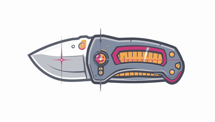 Fototapeta premium Compact folding pocket knife with detailed industrial design, sharp blade, and safety lock mechanism, vector illustration