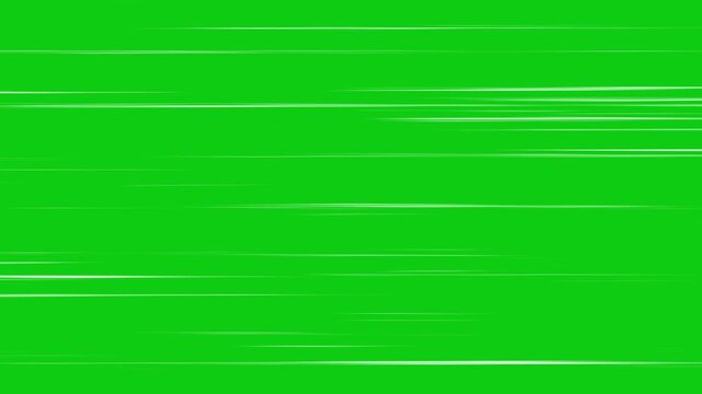 Speed lines animation on green screen background. comic style horizontal speed effect for transitions , fast motion comic lines overlay.