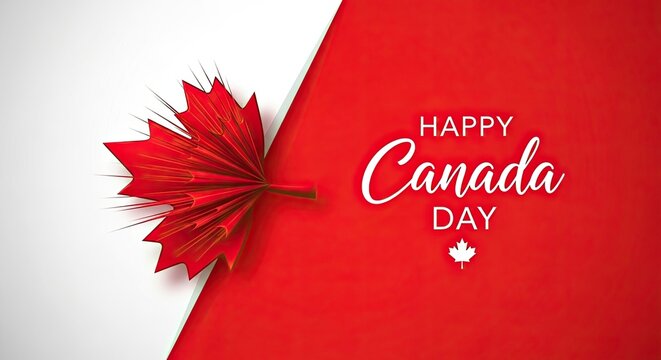 Vibrant canada day celebration with maple leaf emblem