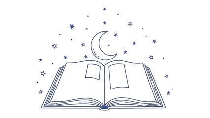 Moonlit story book: An open book, bathed in the soft glow of moonlight and starlight, inviting readers to explore captivating tales of the night. © Maira