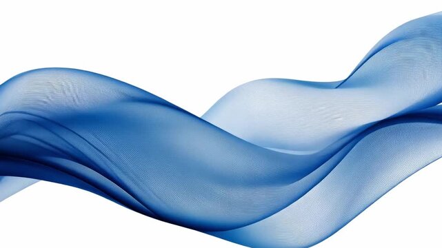 Elegant Flowing Blue Fabric Wave on a White Background