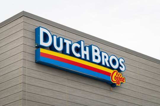 Fort Collins, CO, USA - March 24, 2026: Dutch Bros Coffee entrance sign - drive-through coffee chain.