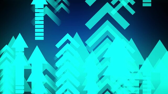 Upward trending arrows and rectangles animation on dark gradient background. Upward trending arrows business growth and financial progress concept. Upward trending arrows abstract market .