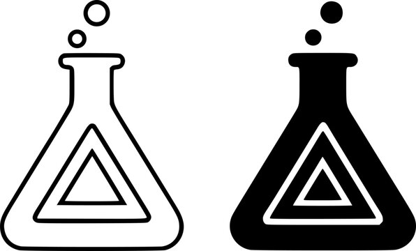 Alchemy illustration, outline and silhouette, for science logo design