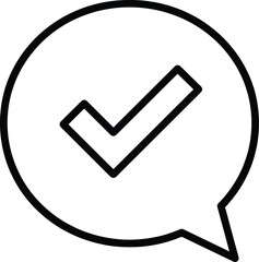 Vector graphic illustration of a checkmark in a speech bubble design element © analyzer