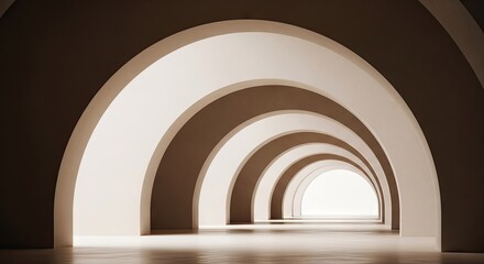 Obraz premium Modern Interior Tunnel with Curved Architectural Design and Soft Lighting