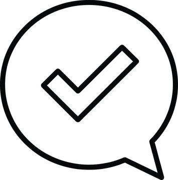 Vector graphic illustration of a checkmark in a speech bubble design element