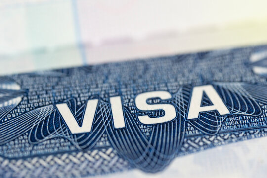 usa visa macro background passport travel document close up security watermark texture print with copy space for banner design concept of immigration, law, travel