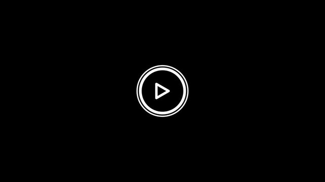 Minimalist white video play button icon on a black background