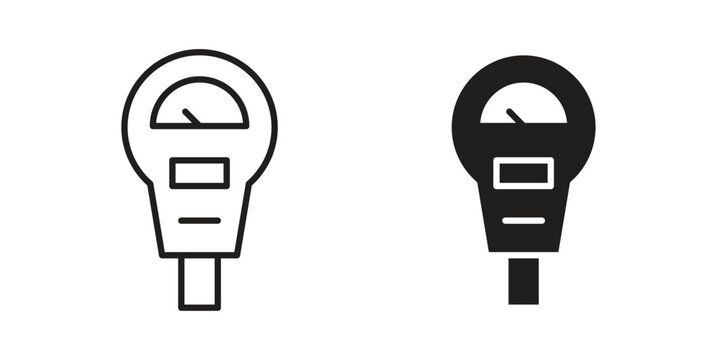 Parking meter icons. Vector graphic. Editable vector stroke. EPS 10.