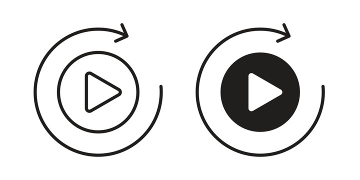 Replay icons. Vector graphic. Editable vector stroke. EPS 10.