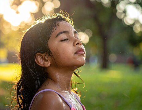 Extreme heat: Children drenched in sweat under the midsummer sun.