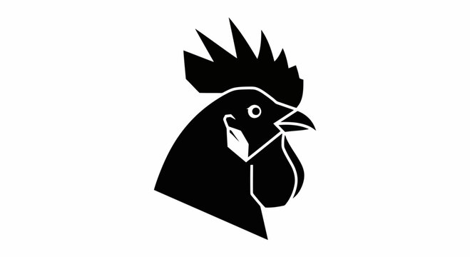 Minimalist black and white rooster head icon