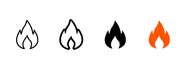 Fototapeta premium Ignition icon. Spark and flame symbol. Fire, heat and burn sign. Hazard, risk and safety concept representing ignition, energy and fire start.