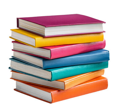 Colorful stacked books isolated for education, reading and study concept, ai generated image