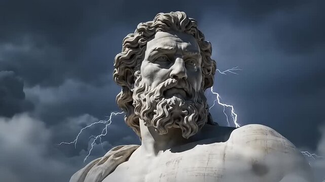 Statue of a man with beard.