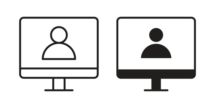 Webinar icons. Vector graphic. Editable vector stroke. EPS 10.