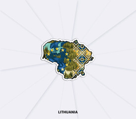 Lithuania map sticker. Clean vector design perfect for travel, geography, branding, education and European themed projects.  © helena