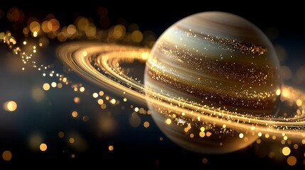 Fototapeta premium The vast cosmos is captured in a high-resolution photo of sparkling planetary rings