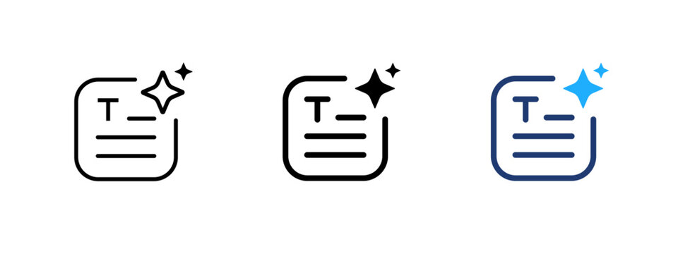 AI prompt text icon. Symbol of text input for artificial intelligence models. Represents commands, instructions, and requests for machine learning, neural networks, and AI-powered content generation.