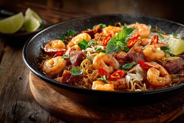 Fototapeta premium Savory Vietnamese Seafood Fried Noodles