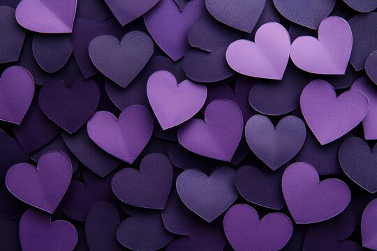Seamless Background of dark purple Paper Hearts